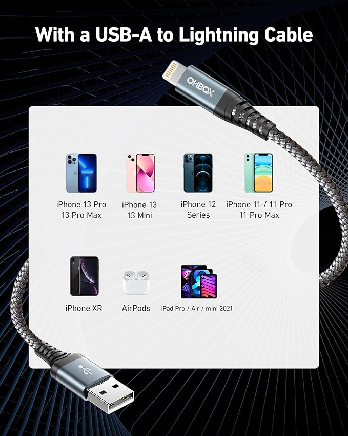 Lightning Cable 3FT 2Pack iPhone Charger Cable MFi Certified Apple Charging Cord Compatible with iPhone 14/13 / 12/11 / Pro Max/X/Xs Max/Xr /8 Plus/ 7 Plus/ 6S Plus / 6 Plus/iPad