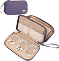 NISHEL Travel Cord Organizer Case, Double Layers Tech Electronic Bag, Essentials for Charger, Cable, Phone, Flash drive, Purple