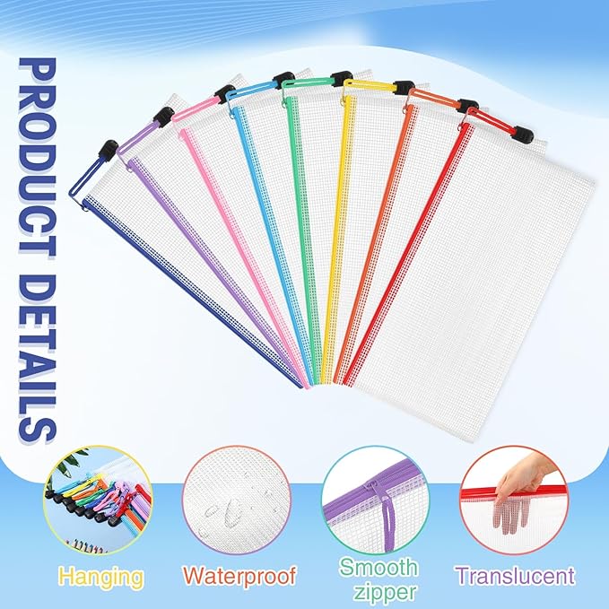 Jetec 32 Pcs Mesh Zipper Bags Toy Storage Bikini Organizer Bag Bolsas Para Guardar Trajes De Baño Waterproof Zipper Reusable Pouch Puzzle Multipurpose for Storage Office(Cute Color,9.5 x 4.5 Inch)