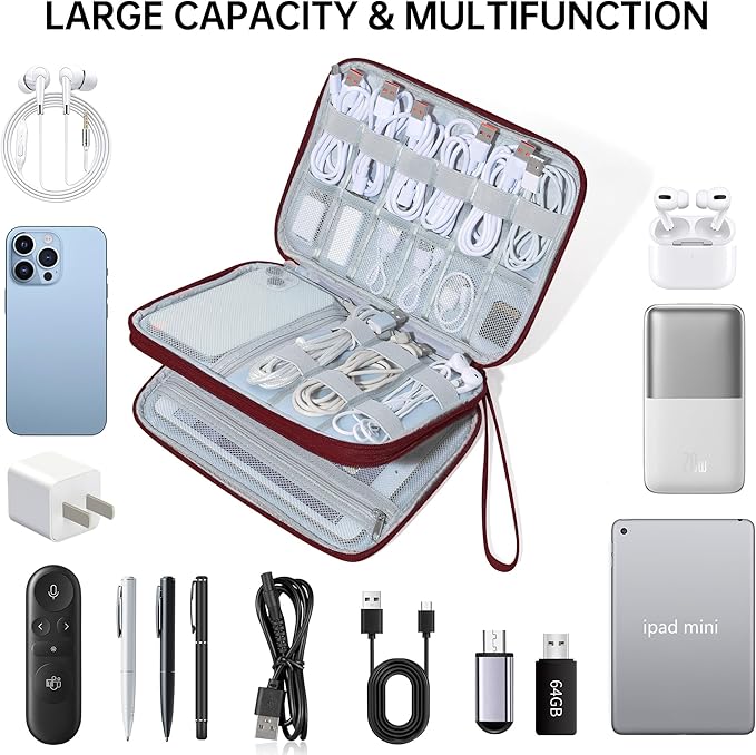 CILLA Electronics Organizer Travel, Travel Cord Organizer Case, Compact Electronics Accessories Bag for Cable, Cord, Charger, Phone
