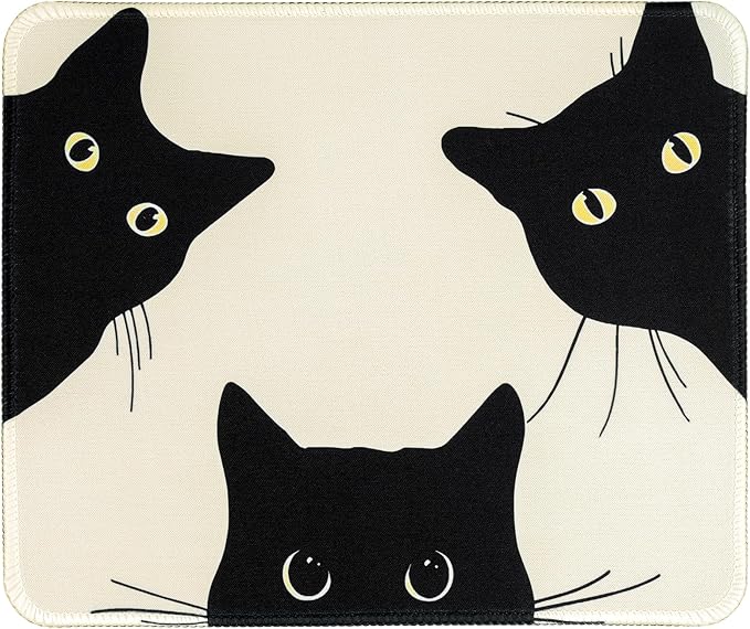 Funny Mouse pad Square Cute Mouse Mat for Wireless Mouse Small Office Computer Mousepad for Desk Mat Laptop with Non-Slip Rubber Base (Three Cats)