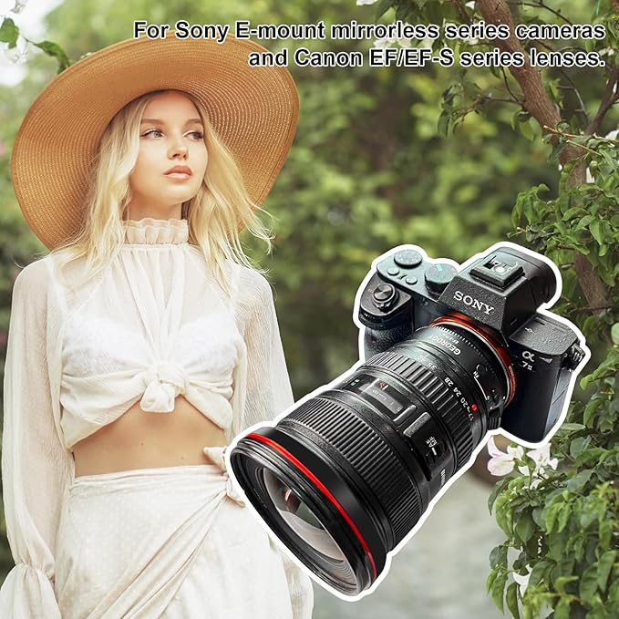GEORDGY Lens Mount Adapter, EF-SE Pro for Canon EF/EF-S Lenses, Compatible with Sony E-Mount Series Cameras, Custom Assignable Functions to Focus Lock Button