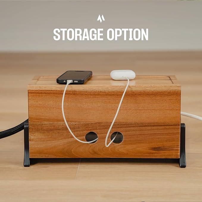 Extra Large Cable Management Box, Wood Cord Hider Box & Organizer for Power Strip, TV Wires & Desk Cable Storage