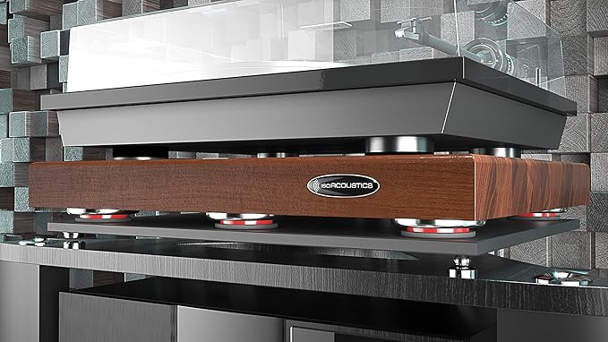 IsoAcoustics Delos Turntable Isolation Butcher Block Series: 1815W2 (18" W x 15" D x 3" H) Walnut