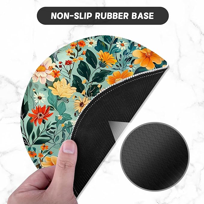 ITNRSIIET Round Mouse Pad with Stitched Edge Premium-Textured Waterproof Non-Slip Rubber Base Desktop Protection Mat Diameter 8.7 inches, Beautiful Flowers