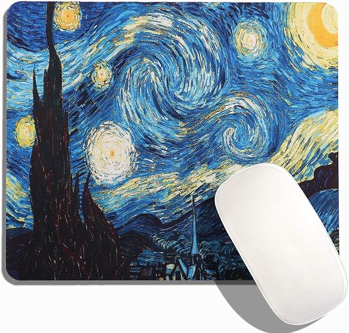 Mouse Pad, Gaming Mouse Pad, Non-Slip Rubber Base Mouse Mat with Designs for Laptop, Computer & Office, 9.5 x 7.9 x 0.12 inches (Starry Night)