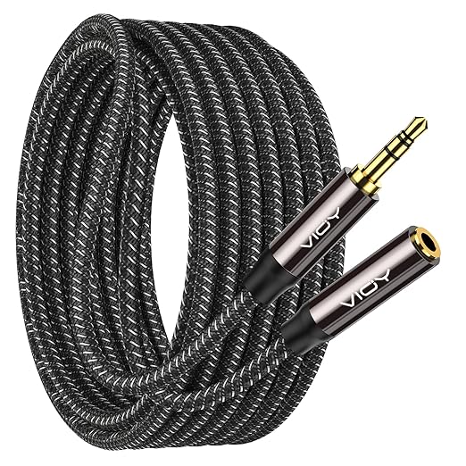 VIOY Headphone Extension Cable 15 FT,[Copper Shell, Hi-Fi Sound] 3.5 mm Male to Female Stereo Audio Cable Nylon Braided Aux Cord for Smartphones, Tablets, Media Player