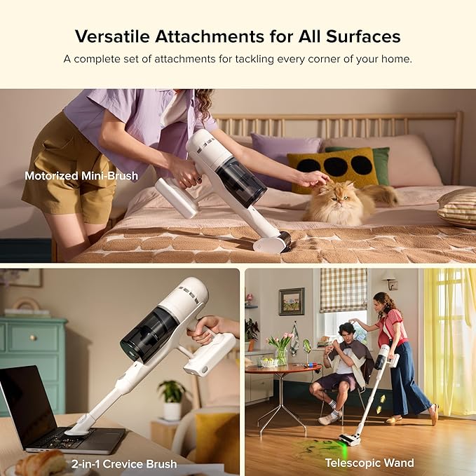roborock H60 Hub Cordless Stick Vacuum Cleaner with Auto-Empty Dock, 115AW Suction for Carpets and Hard Floors, Vacuum Cleaners with 60-Min Runtime, Anti-Tangle Brush, 140° Green LED Dust Detection