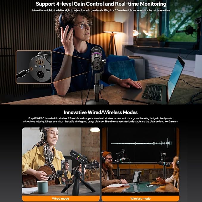 COMICA D10 Pro A Wireless/XLR/USB Dynamic Microphone - Image 3