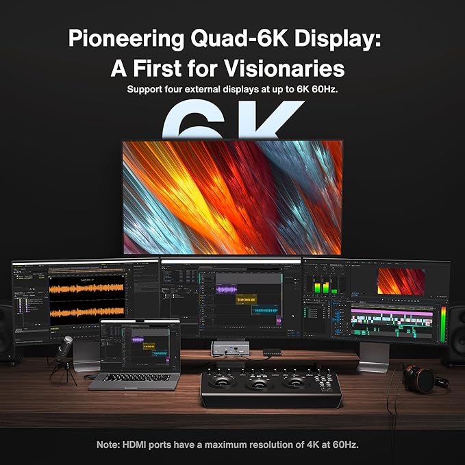 iVANKY FusionDock Max 1 Dual Thunderbolt 4 Chips, 20-in-1 Quad 6K@60Hz Monitor MacBook Docking Station, 40Gbps Dock for Mac M1/M2/M3 Pro/Max, 2HDMI 2.0, 96W PD, 10Gbps USB, 2.5 GbE, Silver
