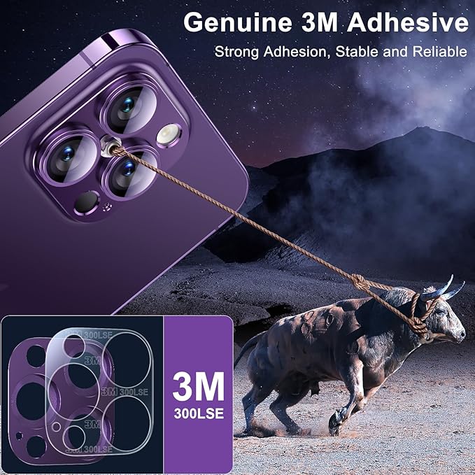 Esanik 2023 Upgrade 2 Pack for iPhone 14 Pro/iPhone 14 Pro Max Camera Lens Protector, Aluminum Alloy Metal matte Case Tempered Glass Camera Screen Cover, Scratch Resistant Case Friendly (Purple)