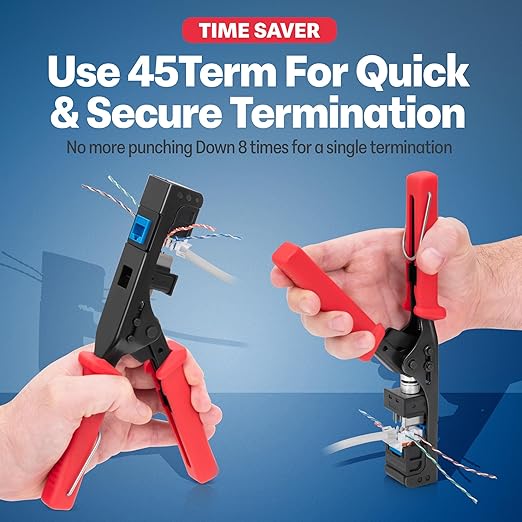 Everest 45° Angled RJ45 Cat5e Keystone Jacks 10-Pack in Blue - Slim Profile Female RJ45 Connectors - Cat 5e Keystone Jack - Compatible with 45° Angled Speed Termination Tool - 45Term (B0BL3GS7ZY)