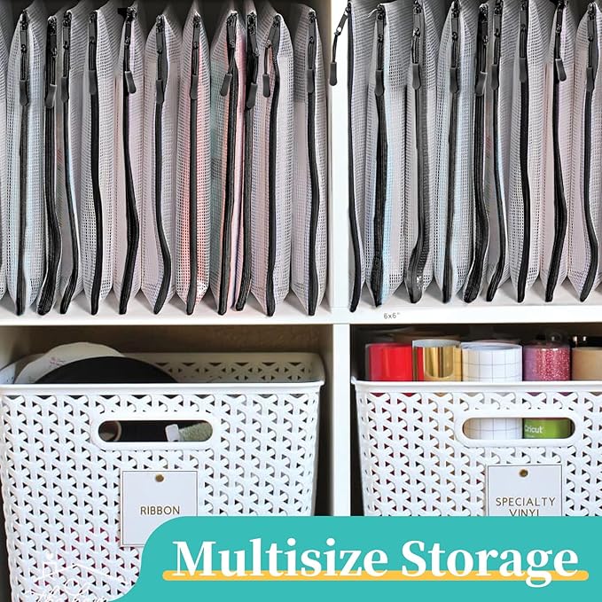A5 Mesh Zipper Pouch, 24 Pack 9.4" x 6.9" Plastic Zipper Pouches for Organizing, Multipurpose Waterproof Zipper Bags for Travel Office Home Storage, Black