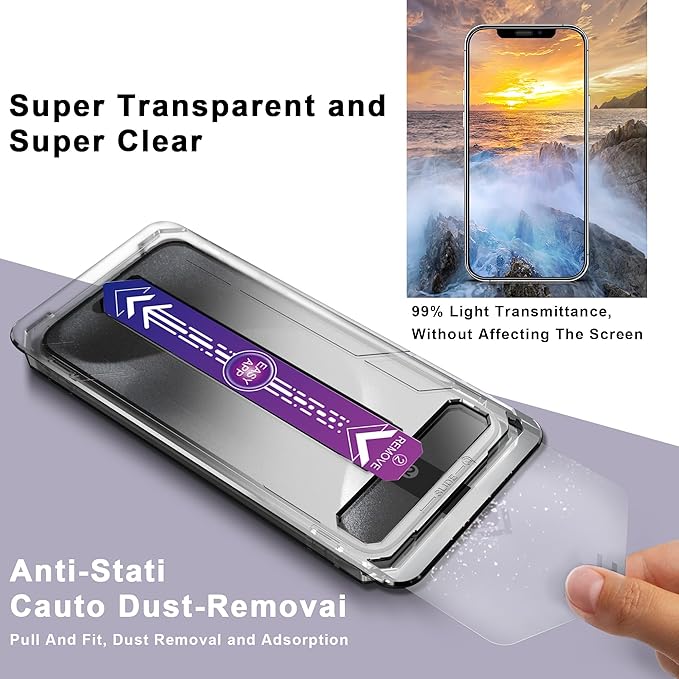 2 Pack Screen Protector for iPhone 11 / iPhon XR, 9H Tempered Glass, Full Coverage, Anti-Fingerprint, Auto Dust-Elimination, No Bubble, Easy Installation
