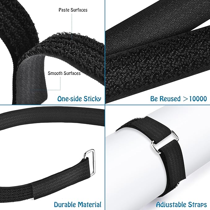 0.75"x19.7ft Hook and Loop Straps with 30 Buckles Adjustable Cut-to-Length Cable Ties - Reusable Nylon Fastening Tape Cable Straps for Storage or Organization (0.75in x 19.7ft)