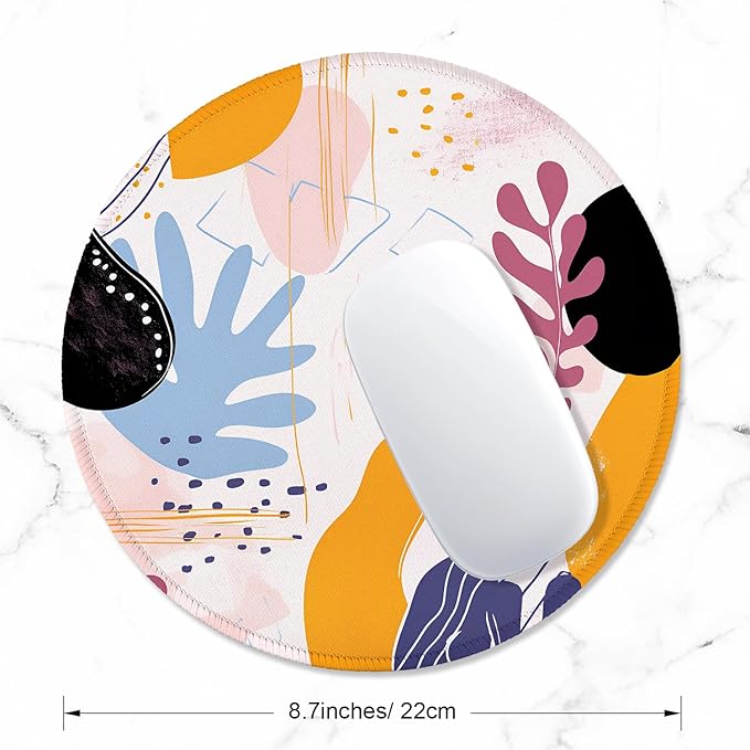ITNRSIIET Round Mouse Pad with Stitched Edge Premium-Textured Waterproof Non-Slip Rubber Base Desktop Protection Mat Diameter 8.7 inches, Floral Fantasy