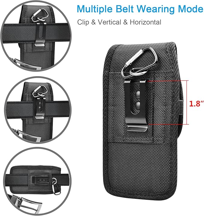 for Samsung Galaxy S25 Ultra S24 S23 S22 S21 S20 FE S10 S9 A03S A20 A50 A51 A16 A15 A14 A10e Holster Nylon Cell Phone Pouch Belt Holder Carrying Case with Clip,Black