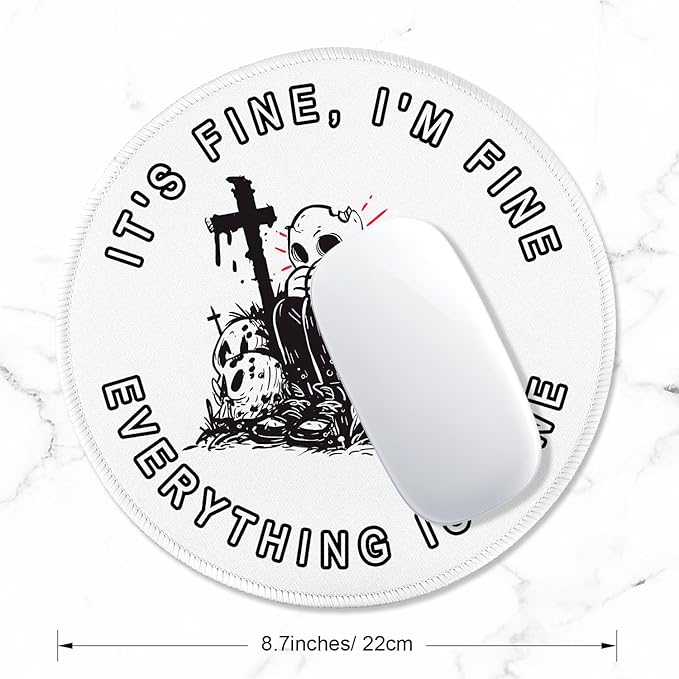 ITNRSIIET Round Mouse Pad with Stitched Edge Premium-Textured Waterproof Non-Slip Rubber Base Desktop Protection Mat Diameter 8.7 inches, Lonely