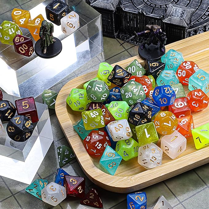 CiaraQ DND dice Set 10x7 Polyhedral Dice (70 pcs) for Dungeons and Dragons RPG MTG Role Playing Table Games with 1 Drawstring Bag