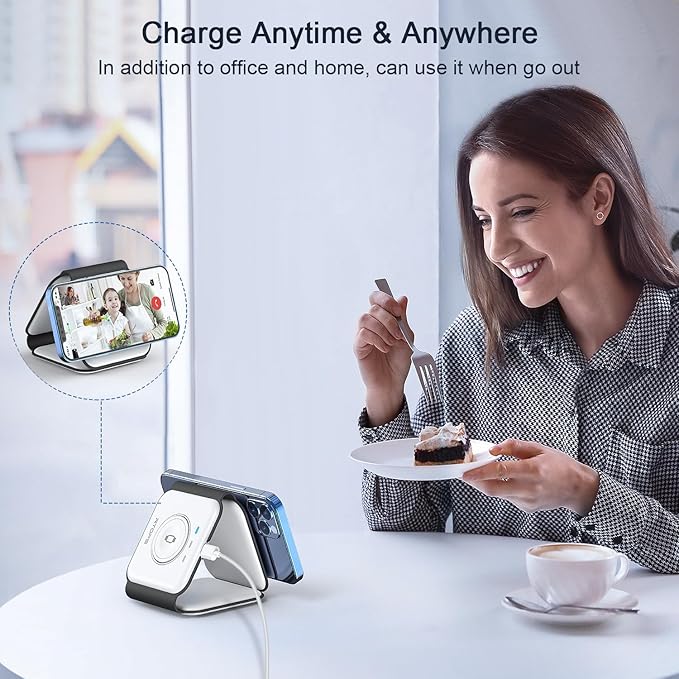 Wireless Charger 3 in 1,RTOPS Magnetic Travel Wireless Charging Station Multiple Devices,GaN 3 in 1 Charging Station,Compatible for iPhone16/15/14/13/Pro/Max,iWatch,AirPods4/3/2/Pro(Adapter Includes)