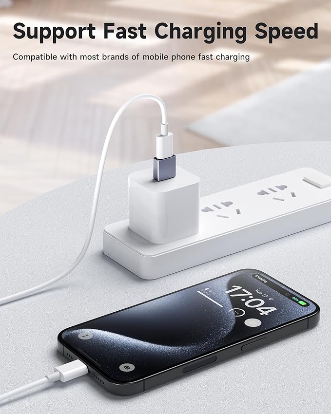 LERTOSN 4 Pack USB to USB C Adapter, USB 3.0 & USB C to USB A Adapter, OTG Converter for iPhone 16/15/14, MacBook Pro/Air 2024, Samsung S25/S24, Car Charger,Fast Data Transfer & Charging