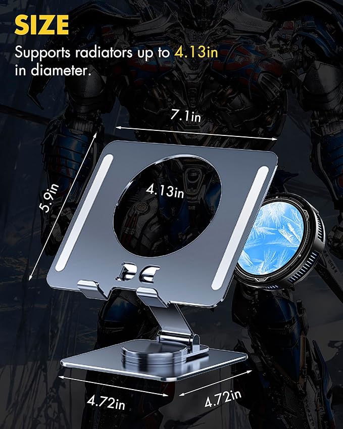 Magnetic Cooler for iPad,Tablet Cooler for ipad/Surface pro/Samsung Tab,Universal Radiator with Temperature Display for Mobile Gaming,Tiktok Live Streaming(Including Tablet Stand Holder)