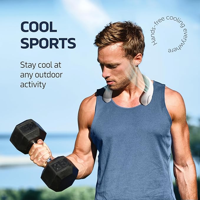 Portable Neck Fan - 3 Speed Rechargeable Bladeless Neck Fan, Adjustable Personal Neck Fan For Women & Men Modern Design, Great Cooling Fan For Travel, Outdoors & Sports
