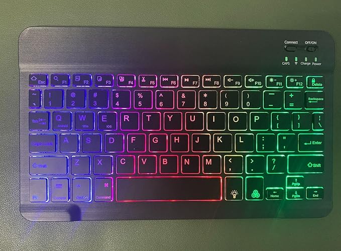 Keyboard Case for Galaxy Tab A9+/A9 Plus 11 Inch 2023, Slim Lightweight 7 Color Rainbow Backlight Detachable Magnetic Bluetooth Keyboard Cover with S Pen Holder,Teal