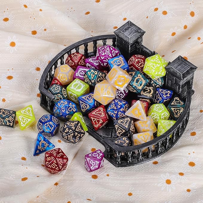 CiaraQ DND Dice Sets - 49pcs Polyhedral Dice, 7 Sets D&D Dice with Pouches, D4 D6 D8 D10 D% D12 D20 Dice for Dungeons and Dragons DND RPG MTG Table Games