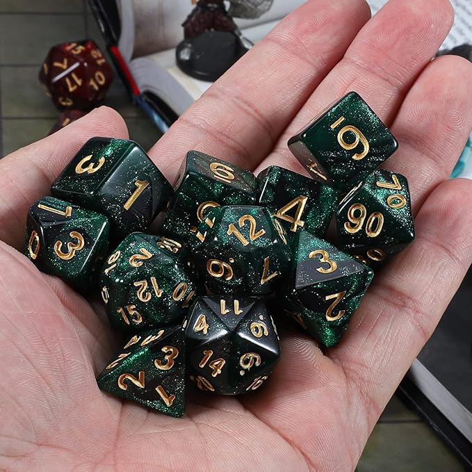 CiaraQ DND Dice Sets - 2 X 11 Polyhedral Dice (22pcs) for Dungeons and Dragons, Role Playing Table Game.