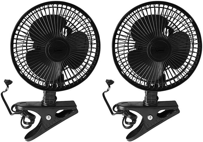 JOEY'Z 2 Pack - 6 INCH - 2 Speed - Adjustable Tilt, Whisper Quiet Operation Clip-On-Fan - Black