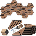 Mollywell Hexagon Acoustic Panels, Walnut S4, 14x12x0.4 Inch, 12 Pack |Wood Veneer|High Density Sound Proofing Wall Panels|Self Adhesive Sound Dampening Felt Wall Tiles|Home Theater|Gaming Room|
