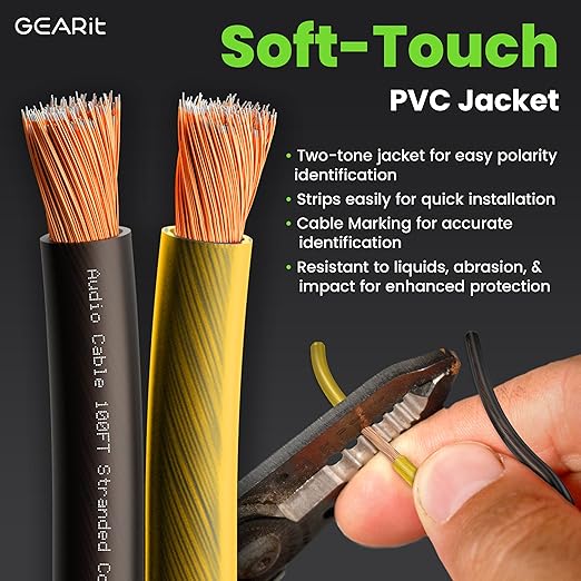 GEARit Speaker Wire 14 Gauge, Speaker Cable 100ft for Car Audio, Home Theater, CCA(Black Yellow)