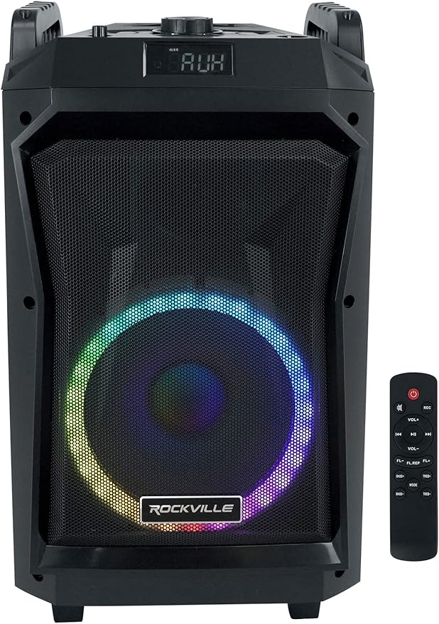 Rockville ROCKNGO 800 10" Portable Bluetooth Speaker, LED Lights, Wheels, Mic Priority, for Parties and Outdoor Events