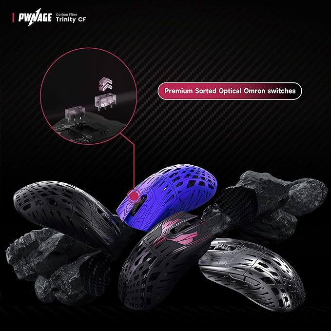 PWNAGE Trinity Wireless Gaming Mouse 8kHz - 39 Grams Ultralight Esports Pro Gamer Flawless Professional Custom Xero PAW3950 Optical Sensor 36,000 DPI - 8000Hz -100% PTFE Skates Symm 2 - Black
