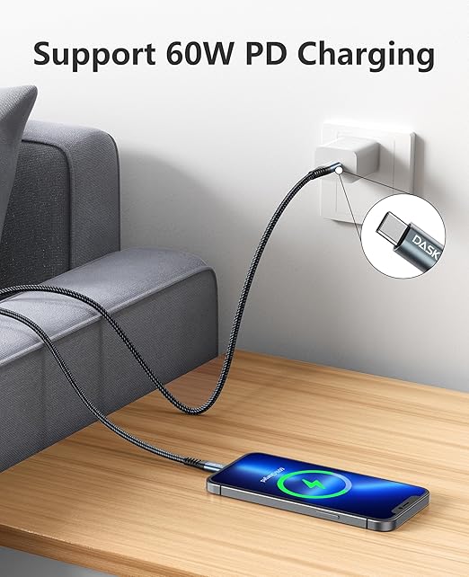 Dasku iPhone 16 USB C to USB C Fast Charging, 60W(3.1A) 2 Pack 3FT Charging Cord Type C Charger Cable for iPhone 16/15/15 Plus/15 Pro Max, MacBook Pro, iPad Pro Air, Samsung S24/S24 Ultra/S23
