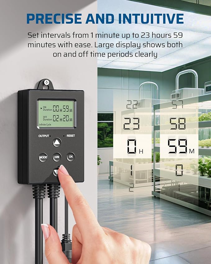 DEWENWILS Repeat Cycle Digital Timer, Interval Timer Outlet, Infinite/Day/Night Cycles, Photocell Light Sensor for Hydroponics Aquaponics Aeroponics, Pump, Fan, Water Heater, Indoor Use,1625W/125V/13A