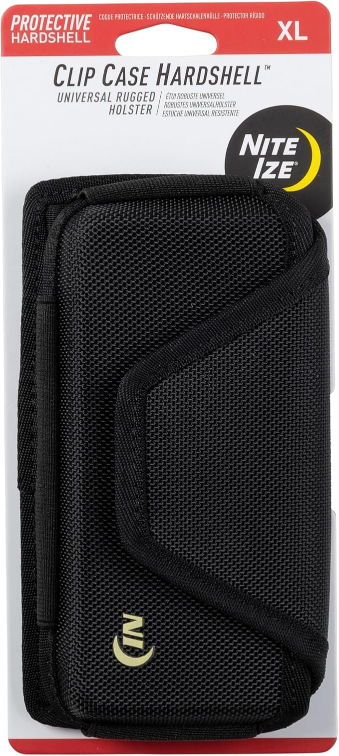 Nite Ize Clip Case Hardshell Universal Rugged Holster - Holster for Men's & Women's Belts - Utility Belt Pouch - Phone Accessories - Cell Phone Pouch - X-Large, Black