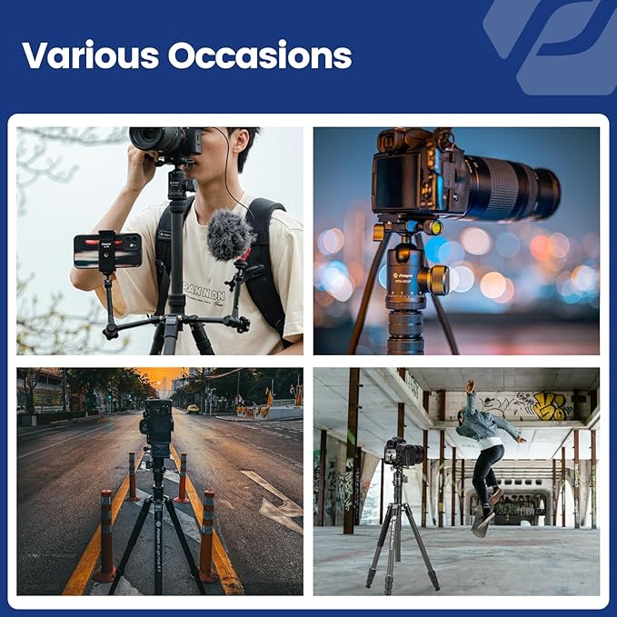 Fotopro 73" Carbon Fiber Tripod for Camera, Compact Travel Tripod with Ball Head, Detachable Monopod with Quick Release Plate and Camera Bag, Load up to 22lbs/10KG