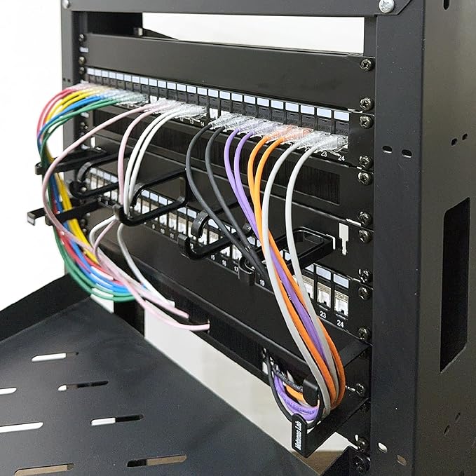 10 Pack Metallic 1U D Ring Cable Manager Ring Network Rack Cable Management Ring Cable Management Hook for Network Patch Cables, Fiber Optic, Power Cords - Made in Taiwan