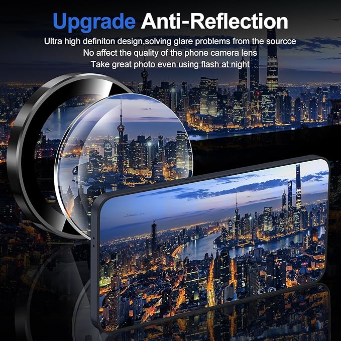 for Samsung Galaxy S25 Plus Camera Lens Protector, Individual Metal Ring Tempered Glass Lens Cover, [Strong Adsorption] Scratch Resistant Ultra-Thin HD Clear Lens Cover, 1 Set-Black Ring