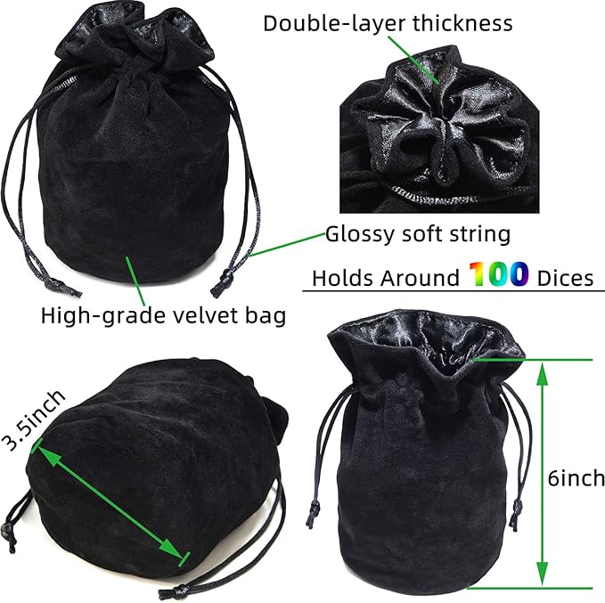 50pcs Assorted D10 Opaque Black with Black Dice Bag 10 Sides Dice for Tabletop RPG World of Darkness Vampire (0-9)