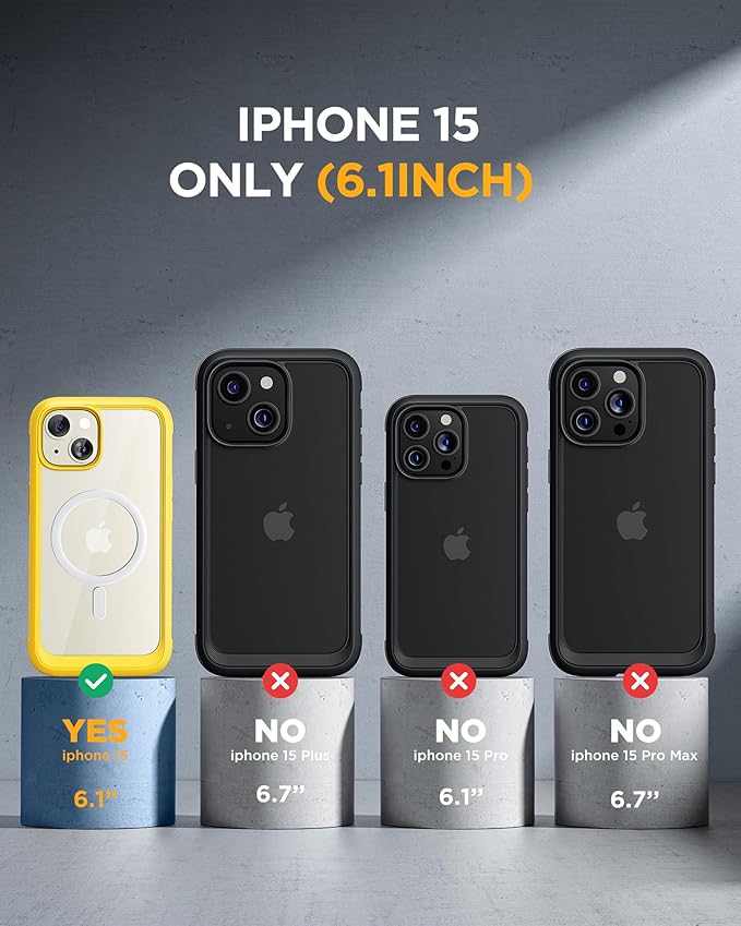 Miracase Glass Series for iPhone 15 Case [Compatible with MagSafe] Full-Body Magnetic Case with Built-in 9H Tempered Glass Anti-Fingerprint Screen Protector + Camera Lens Protector, Lemon Yellow