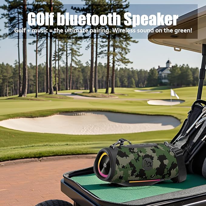 Portable Bluetooth Speaker 80W RMS,120W Peak Loud Subwoofer Wireless Stereo with HD Sound,8H Playtime IPX7 Waterproof for Party cmaping Beach (CAMO-80W RMS/120W Peak)