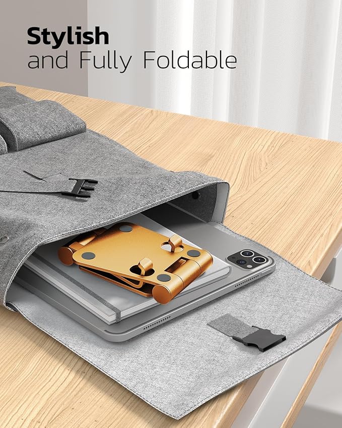 Nulaxy Dual Folding Cell Phone Stand, Fully Adjustable Foldable Desktop Phone Holder Cradle Dock Compatible with Phone 16 15 14 13 12 11 Pro Xs Xs Max Xr X 8, Nintendo Switch, All Phones - Orange