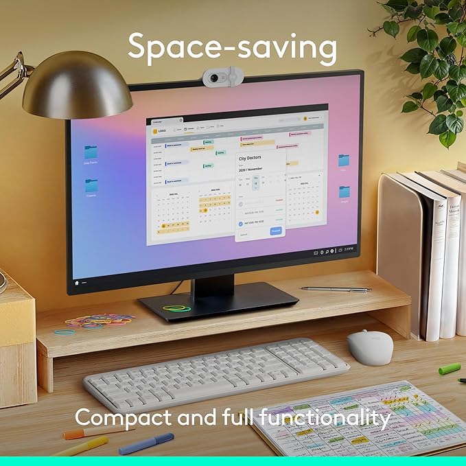 Logitech MK250 Bluetooth Wireless Mouse and Keyboard Combo: Fast & Easy Connectivity, Compact Wireless Keyboard, Ambidextrous Mouse, Durable Build - Windows/MacOS - White