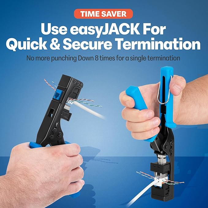Everest easyJACK - 90° Angled Speed Termination Keystone Tool - Time Saver Network Punch Down Tool - To Be Used ONLY with Everest 90° Angled RJ45 Cat5e, Cat6a and Cat6 Keystone Jacks (B087N7QQD2)