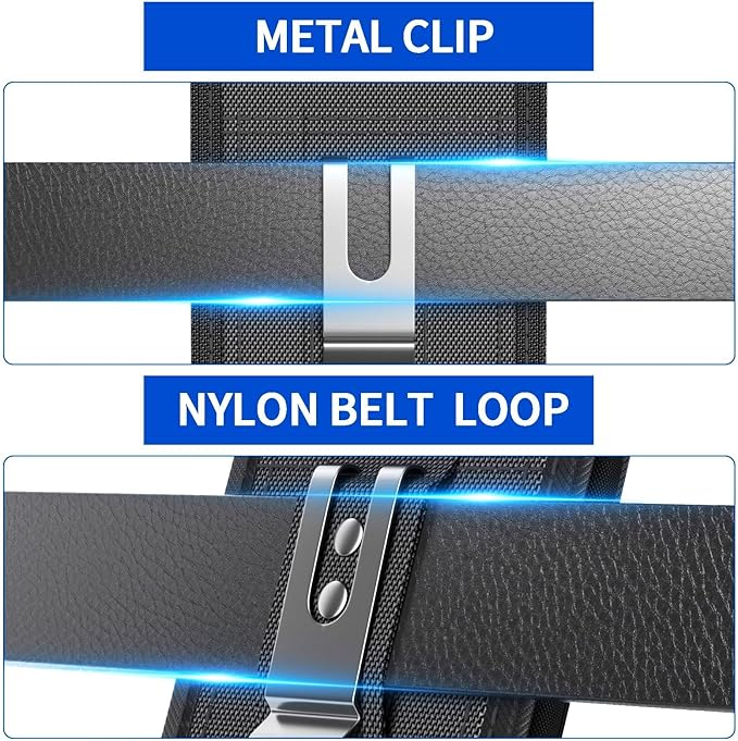 Holster for iPhone 17 Air, 17 Pro, 17, 16e, 16, 16 Pro, 15, 15 Pro, 14, 14 Pro, 13, 13 Pro - Leather Holster Case with Belt Clip, Pouch with Magnetic Closure (Fits Slim/Thin Case Only)