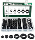 110 Pcs Rubber Grommets for Wiring - Rubber Grommet Assortment Kit 6 Sizes 5/16 3/8 1/2 5/8 7/8 1 Inch, Cable Hole Plug Firewall Automotive Wire Grommets Set for Sheet Metal, Hardware Repair