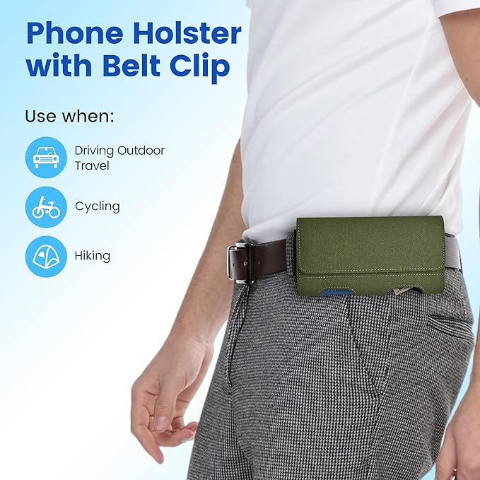Mopaclle Nylon Phone Holster with Belt Clip for iPhone 17 Pro / 17, iPhone 16 Pro 16,15 Pro 15, iPhone 14, 14 Pro,13 Pro,Samsung Galaxy S25 S24 S23, S22,S21,Premium Cell Phone Belt Holder Pouch Cover